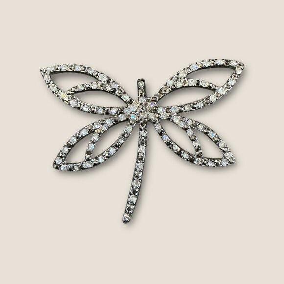 Lot Of 5 Dragonfly Brooch Pins Assorted Styles Rhinestones & Enamel Silver-Tone - Picture 6 of 8